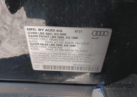 2021 Audi Q5 Premium Plus 55 Tfsi E Quattro S Tronic from USA, damaged, VIN WA1E2AFY1M2136791